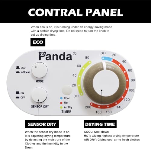 Panda Portable Compact Laundry Dryer,Black and White