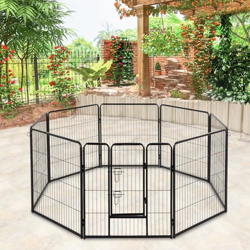 BestPet Dog Playpen Indoor 40 inch 16 Panels Metal Dog Pen Pet Dog Fence Outdoor Exercise Pen with Doors,Pet Puppy Playpen for RV Camping Yard, Black