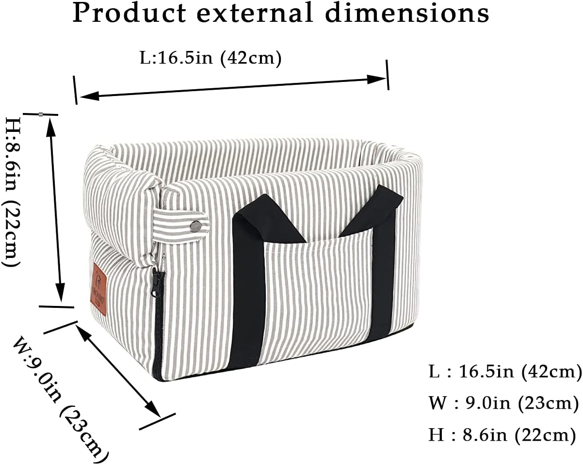 Ximei Dog Booster Car Seat ON Car Armrest Center Console Dog Pet Booster Car Seat Dog Cat Travel Seat Puppy Console for SUV Secure Safety Seat Perfect for Small Dogs Cats (Black and White)