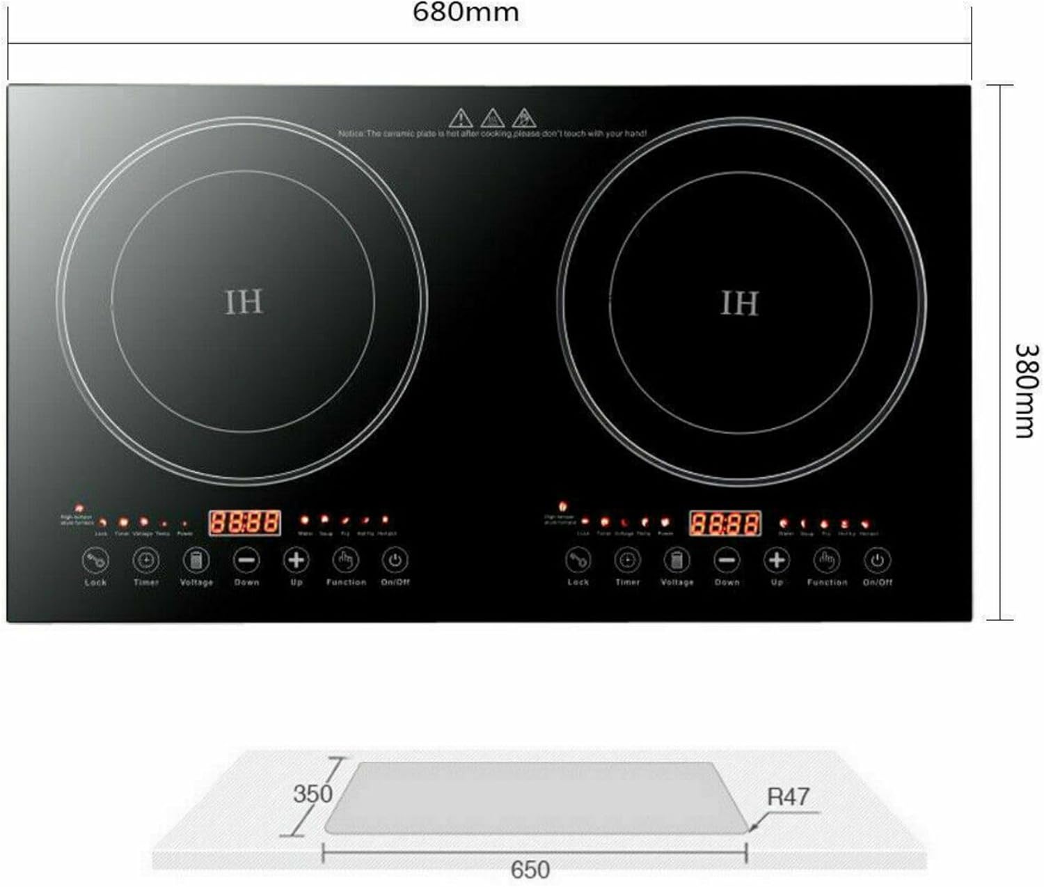 2400W 110V Induction Cooktop, Countertop Burner Double Head Induction Countertop Double Cooktop Range Double Induction Cooktop Portable Induction Cooktop for Kitchen, Rv, Restaurant
