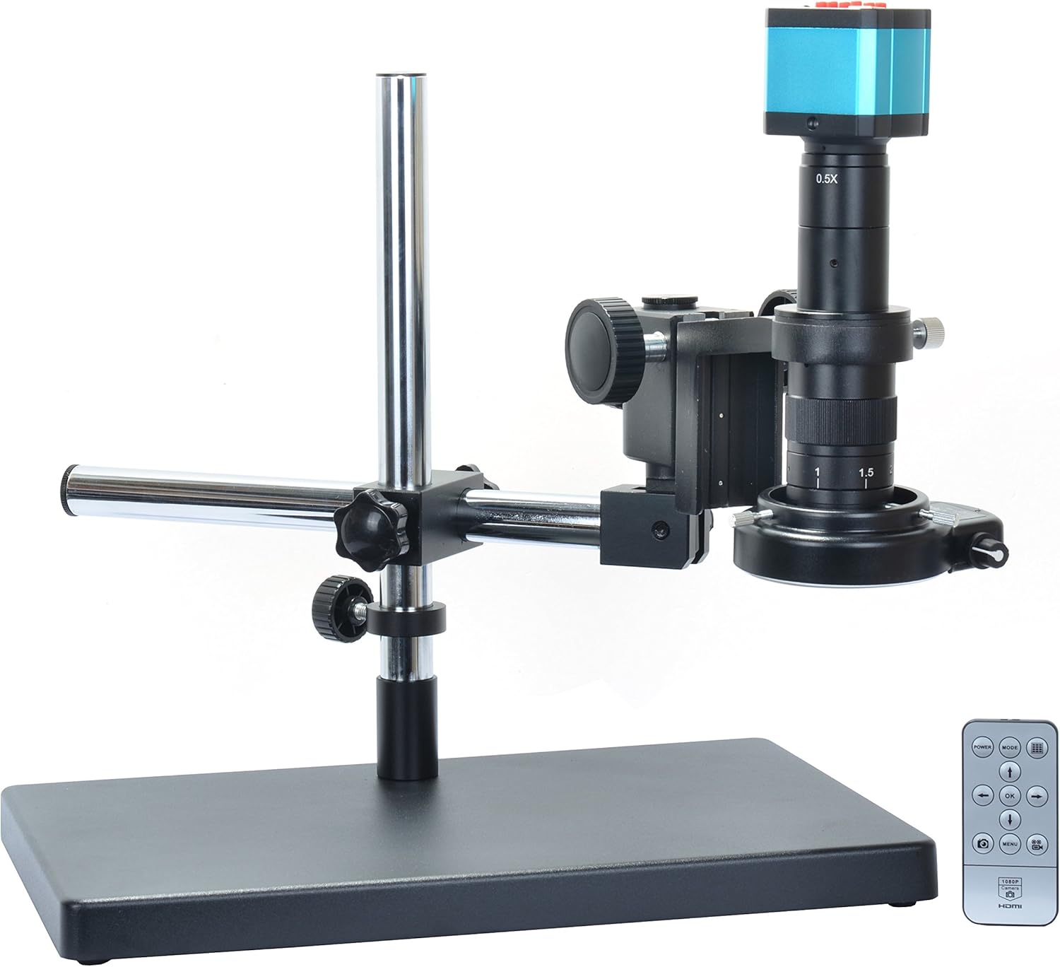14MP HDMI Microscope Camera Remote Control Kit for Industry Lab PCB USB Output TF Card Video Recorder +180X C-Mount Lens + Big Stereo Stand +144 LED Light