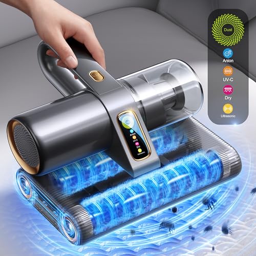 PureMatt Pro 35Kpa Max Suction AI Mattress Vacuum [100% Allergen, Dust Mite & Pet Hair Removal] Bed Vacuum Cleaner with UV Lights, Ultrasonic, HEPA Filter & Sensor, For Bed, Couch, Sofa, Titanium Gray