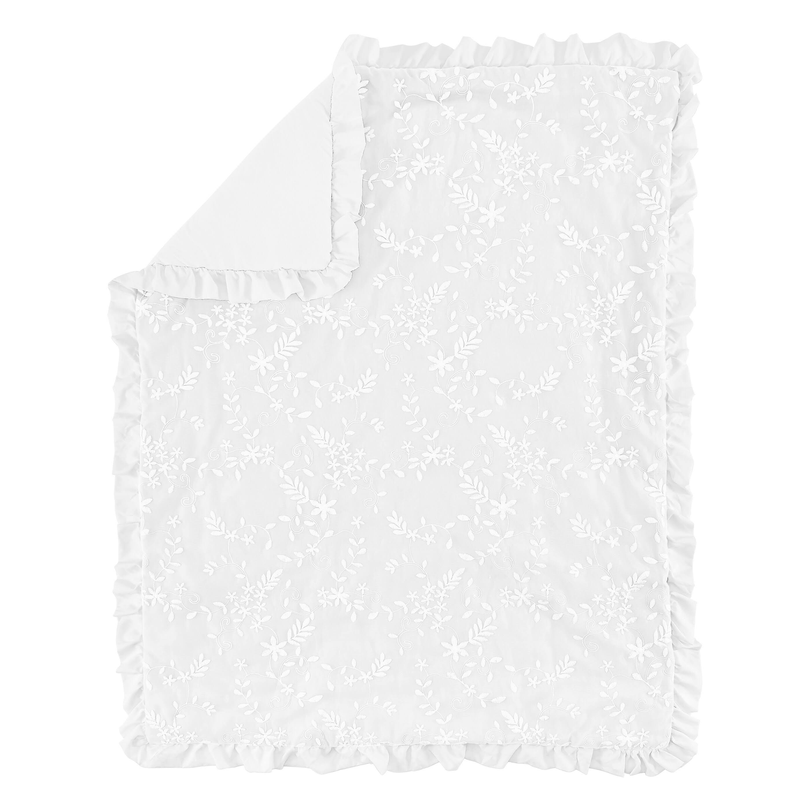 Sweet Jojo Designs White Floral Vintage Lace Baby Girl Nursery Crib Bedding Set