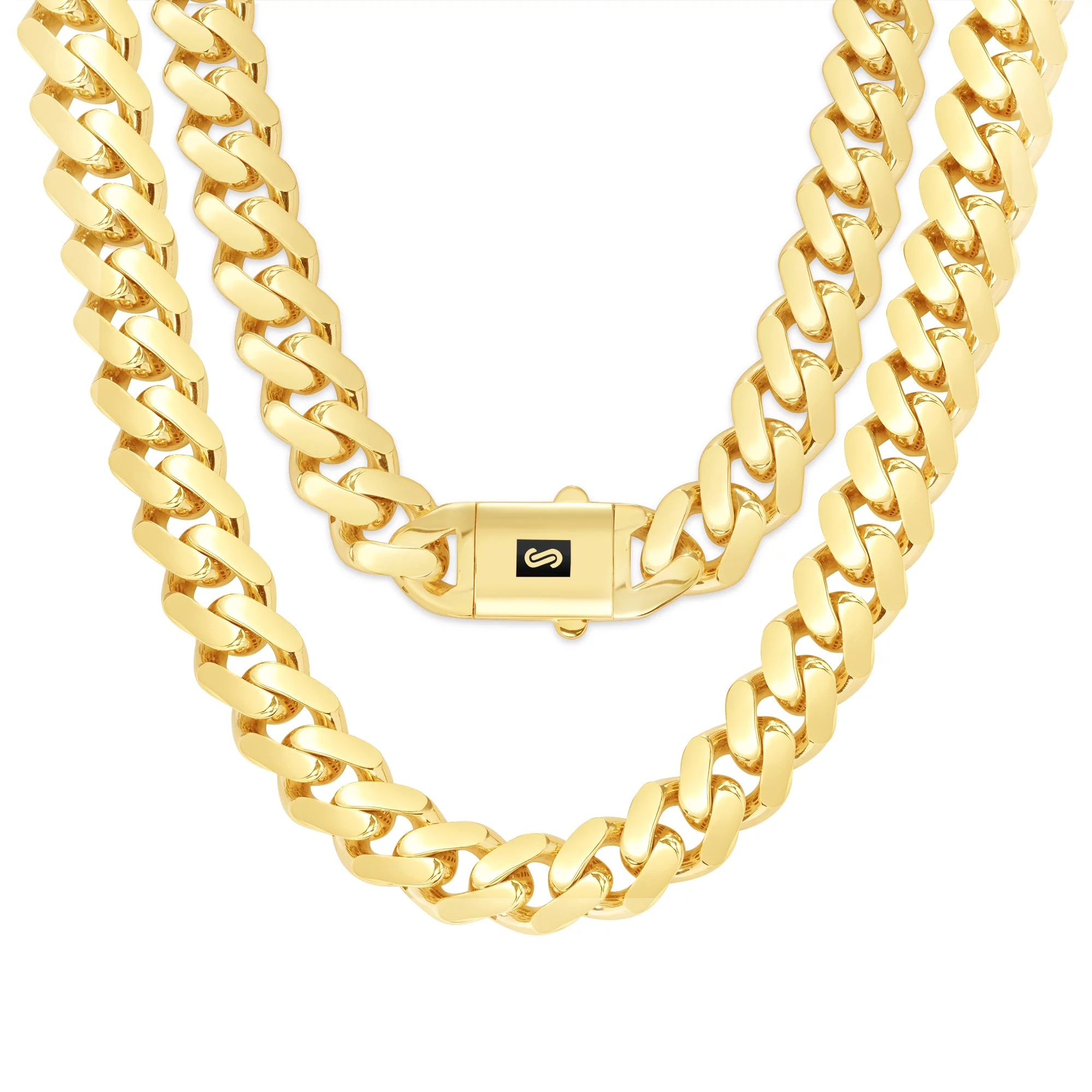 Nuragold 10k Yellow Gold 17mm Royal Monaco Miami Cuban Link Chain Necklace, Mens Jewelry Fancy Box Clasp 22" - 30"