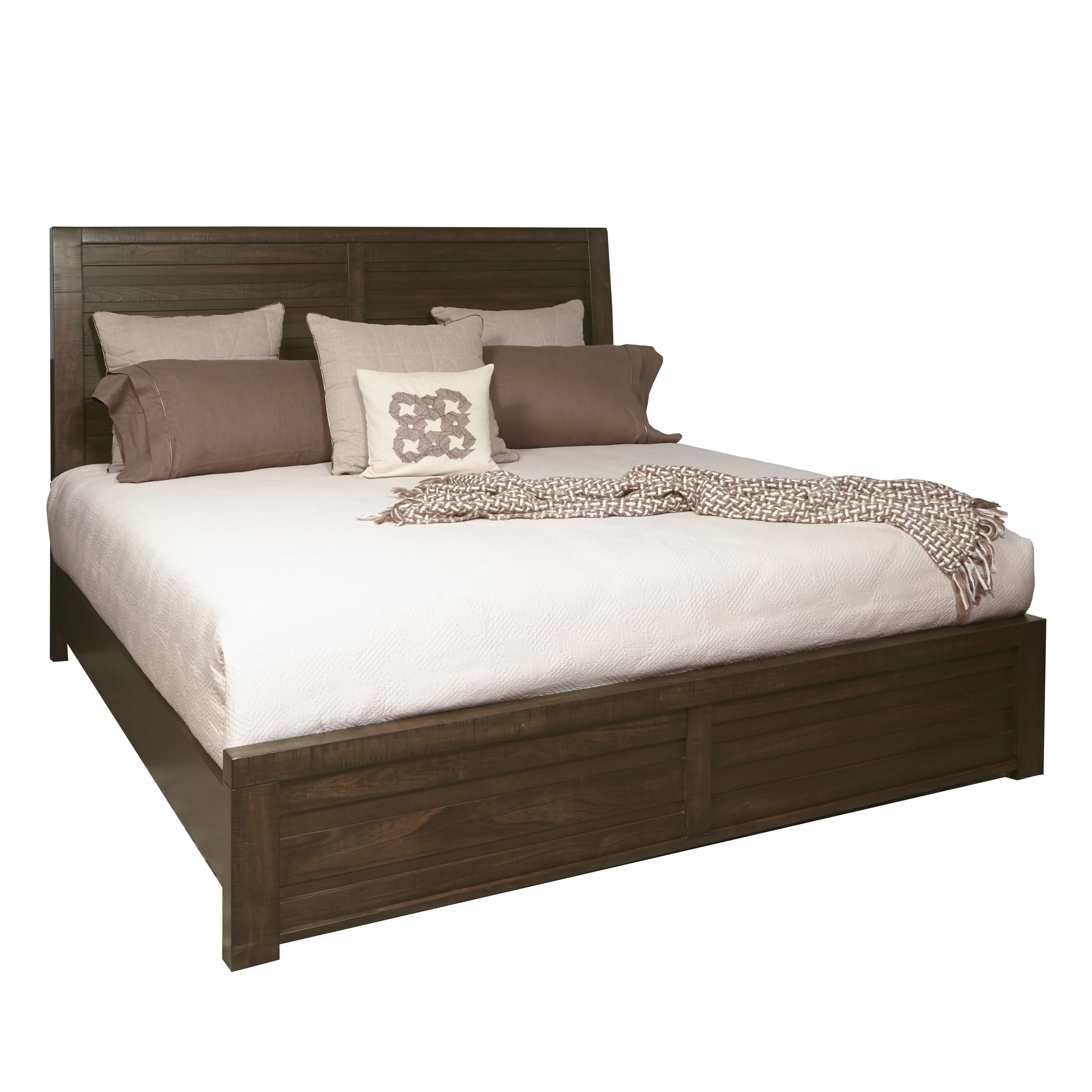 Sedona Transitional Wood Bedroom Set, Panel King Bed with Dresser, Mirror, Nightstand, Chest in Espresso