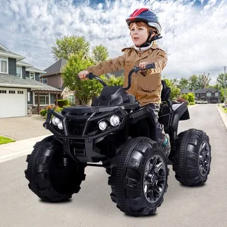 Quad ATV Ride on Cars for Kids, Battery Powered 12 Volt Ride on Toys, 4 Wheeler ATV Ride on Cars with LED Lights, MP3 Player, El