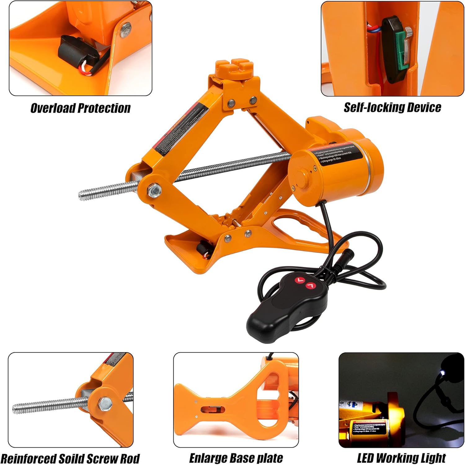 BEETRO 2 Ton (4400 lbs) Electric Car Jack Floor Jack, 12V Scissor Lift Jack Electric Jack for Car SUV Sedan Tire Changing, Lifting Range 4.7-13.8 inch Pack of 2