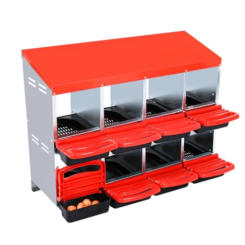 Chicken Nesting Box, 10 Hole 2 Layer Hen Nest Box with Legs, Roll Away Eggs Laying Boxes,Cleanable Pull Out Hen Roosting Boxes