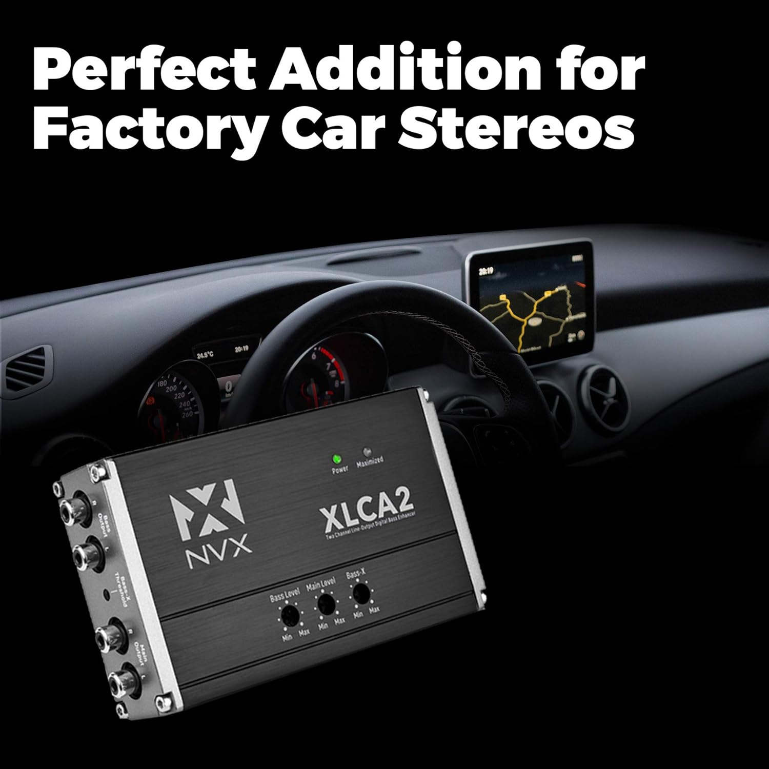NVX XLCA2X X-Series PRO 2-Channel Line Out Converter Digital Bass Enhancer with xBOOST, Impedance Matching, and Remote Level Control