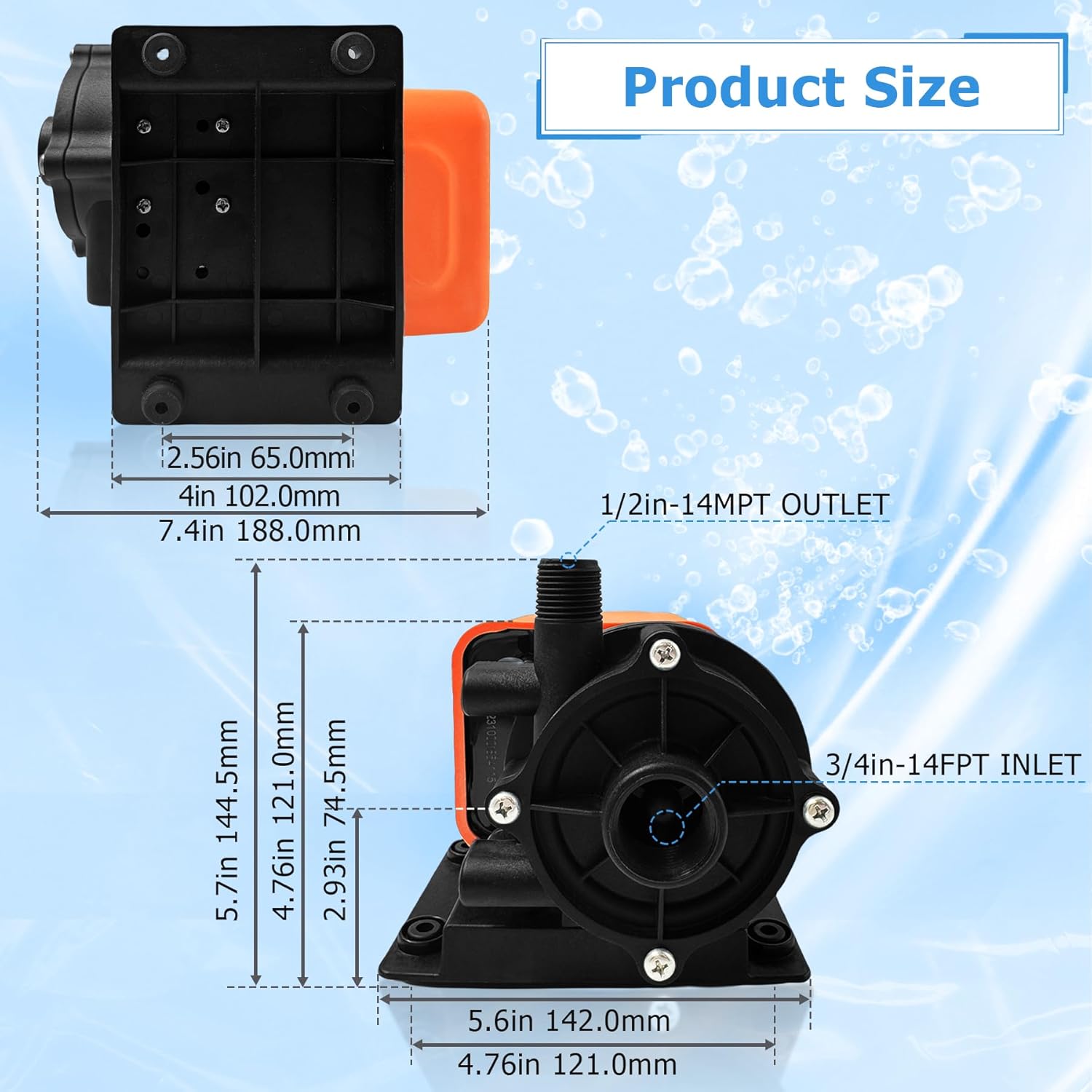 Marine Air Conditioning Circulation Pump 500 GPH,115V Marine AC Water Pump, Seawater Circulation AC Pump，Marine Air Conditioner Magnetic Drive Raw Water Circulation Pump,500 GPH 115V Submersible