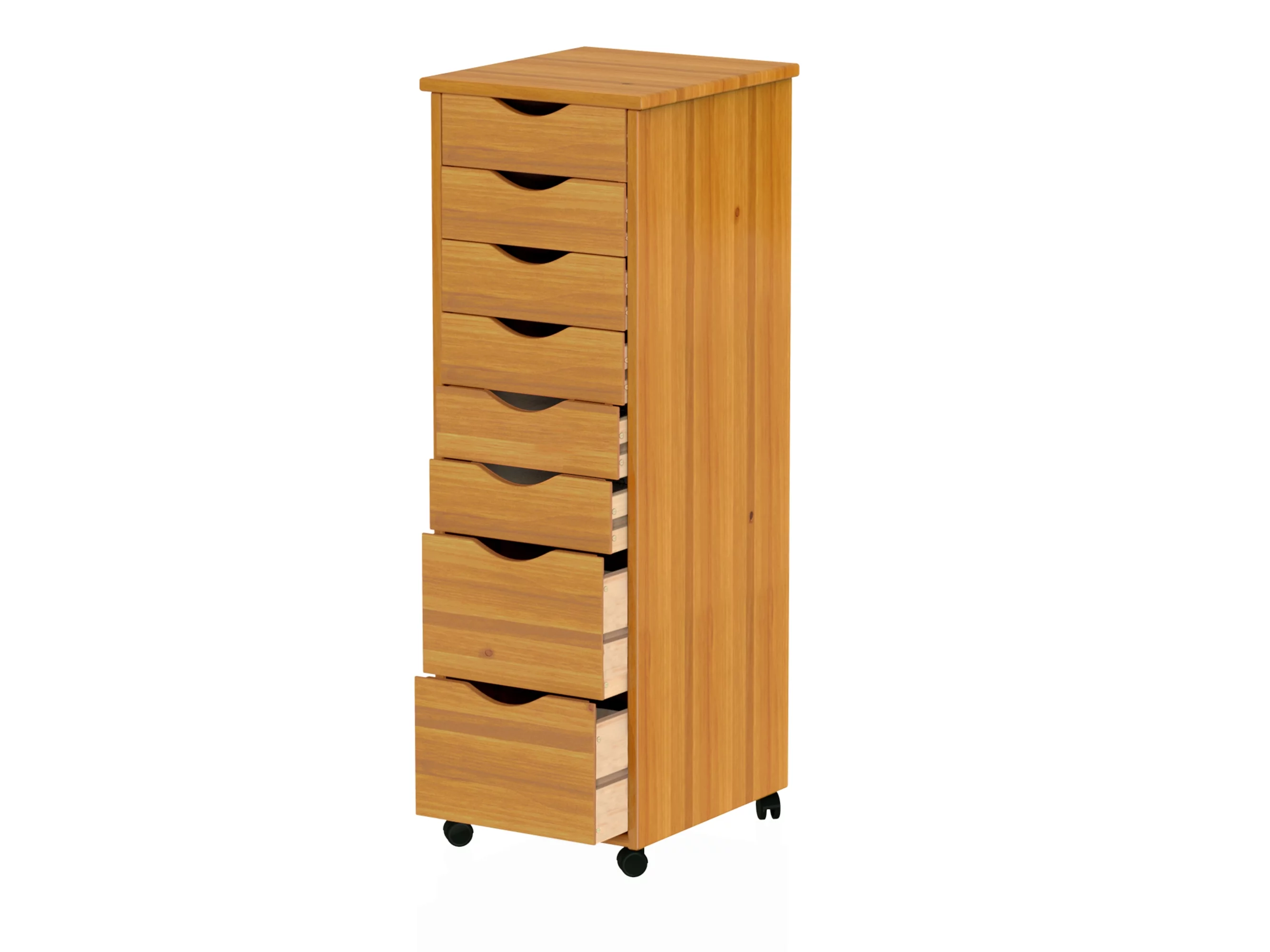 Adeptus Original Roll Cart, Solid Wood, 6+2 Drawer Narrow Roll Cart, Med Pine - Curated Treasures Market