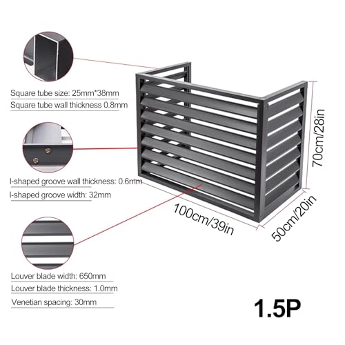 TRUNXUCL Outdoor Air Conditioner Privacy Fence, Aluminum AC Covers, Freestanding Louvered Space Divider, Noise Reduction, Dustproof and Waterproof