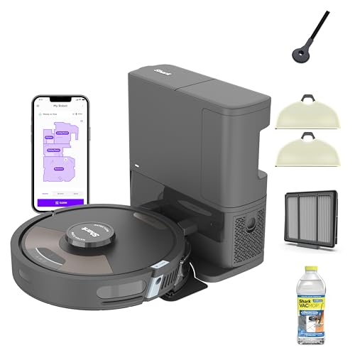Shark AV2501S AI Ultra Robot Vacuum, with Matrix Clean, Home Mapping, 30-Day Capacity HEPA Bagless Self Empty Base, Perfect for Pet Hair, Wifi, Dark Grey