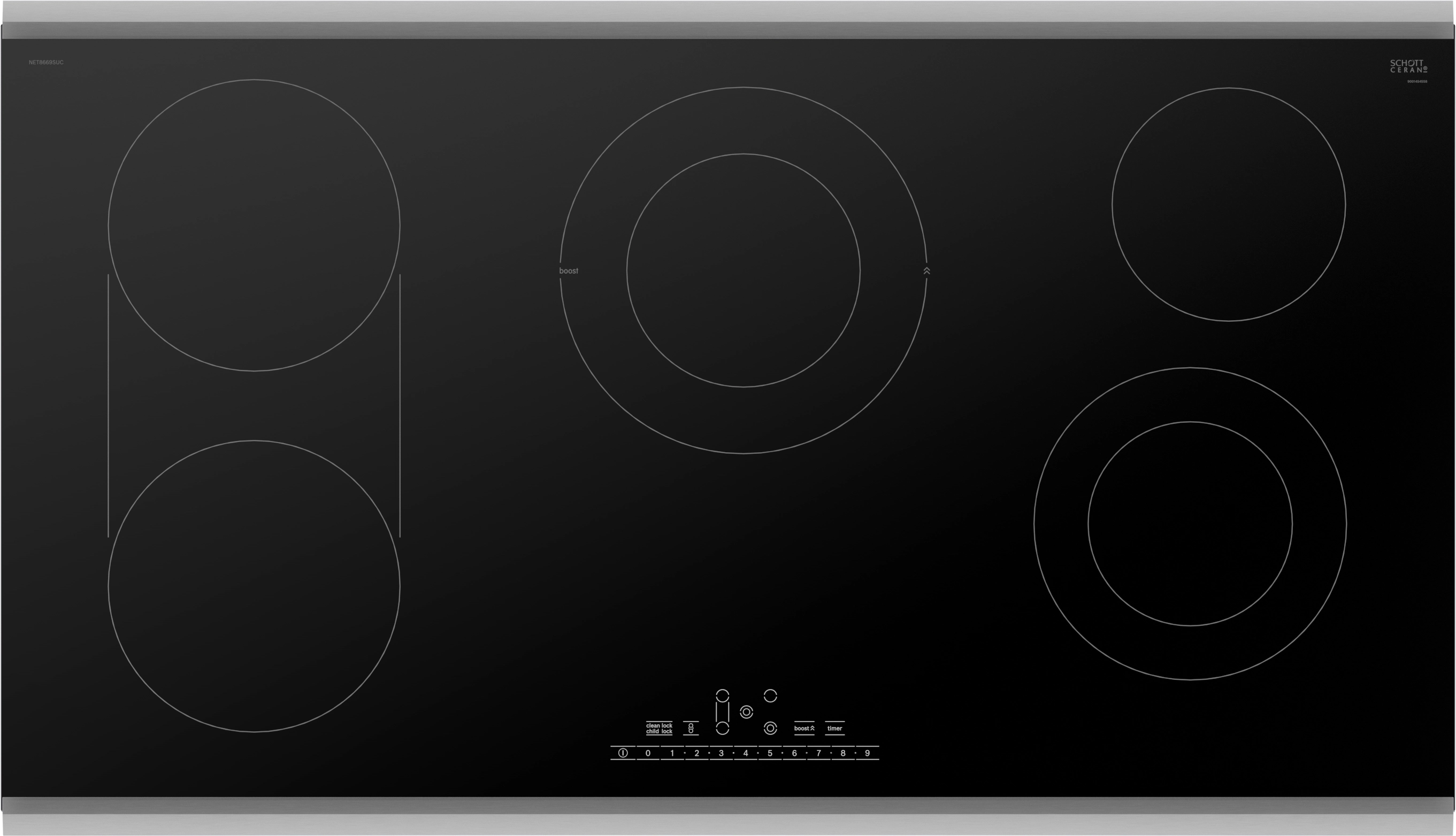 Bosch Net86suc 800 Series 36" Wide 5 Burner Electric Cooktop - Black