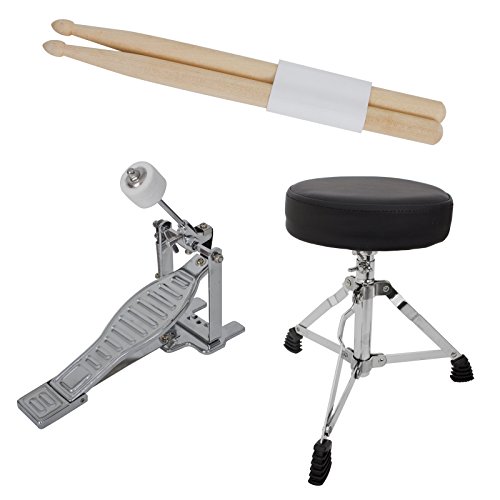Mendini By Cecilio Kids Drum Set, 3 Piece Junior Drum Set for Beginners with Bass Tom Snare Drum, 16 inch Drum Kit with Snare, Cymbal, Drumsticks, Adjustable Seat (Metallic Red)