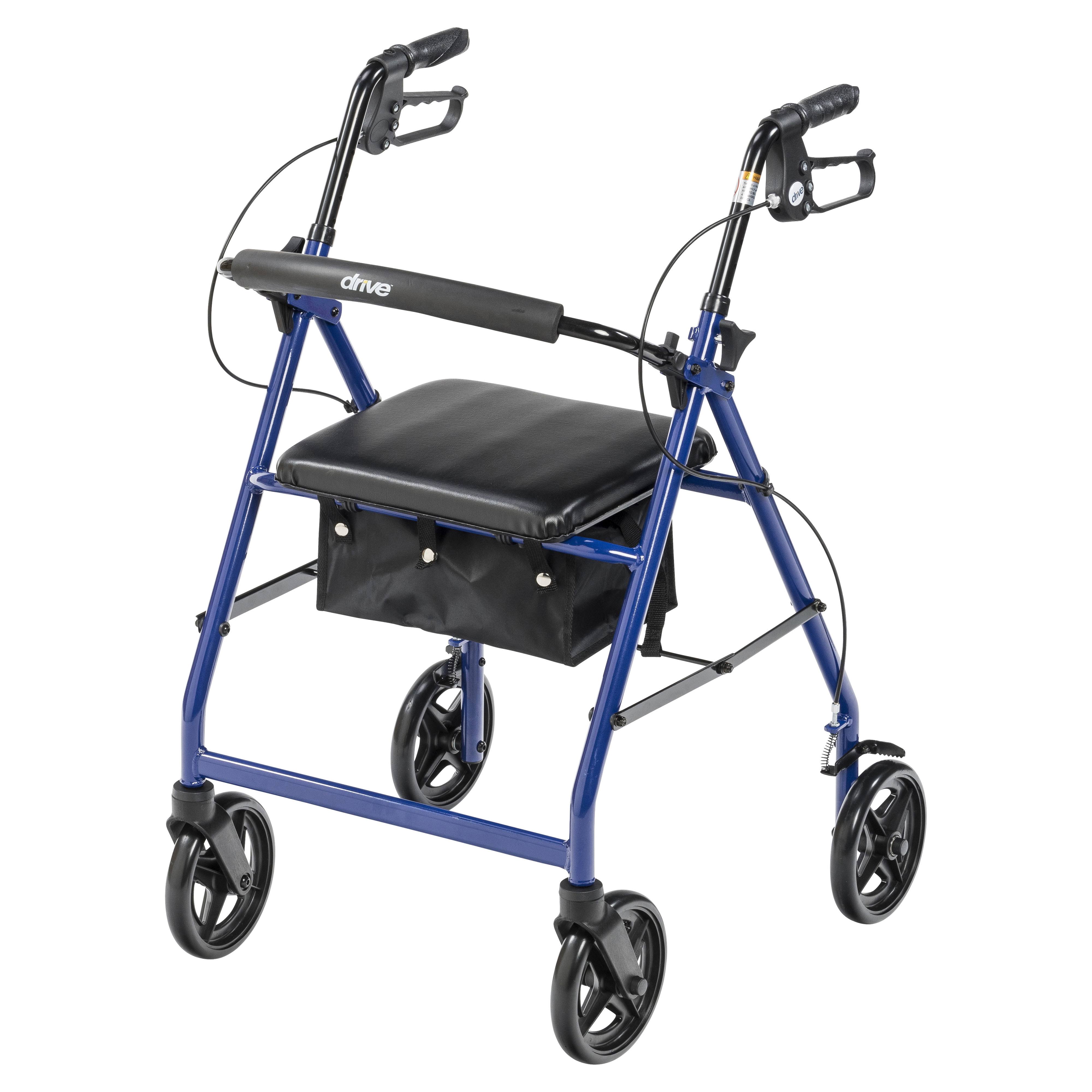 Drive Medical Aluminum Rollator with Fold Up and Removable Back Support and Padded Seat Blue