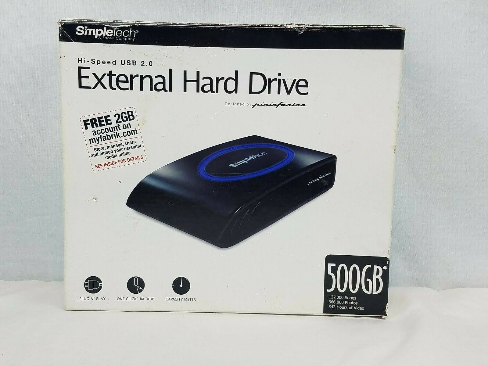 SimpleTech 500GB USB 2.0 External Hard Drive w/USB Cable - Wiped - Guaranteed
