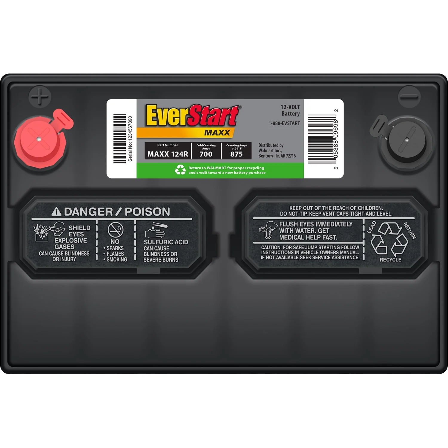 EverStart Maxx Lead Acid Automotive Battery, Group Size 124R 12 Volt, 700 CCA