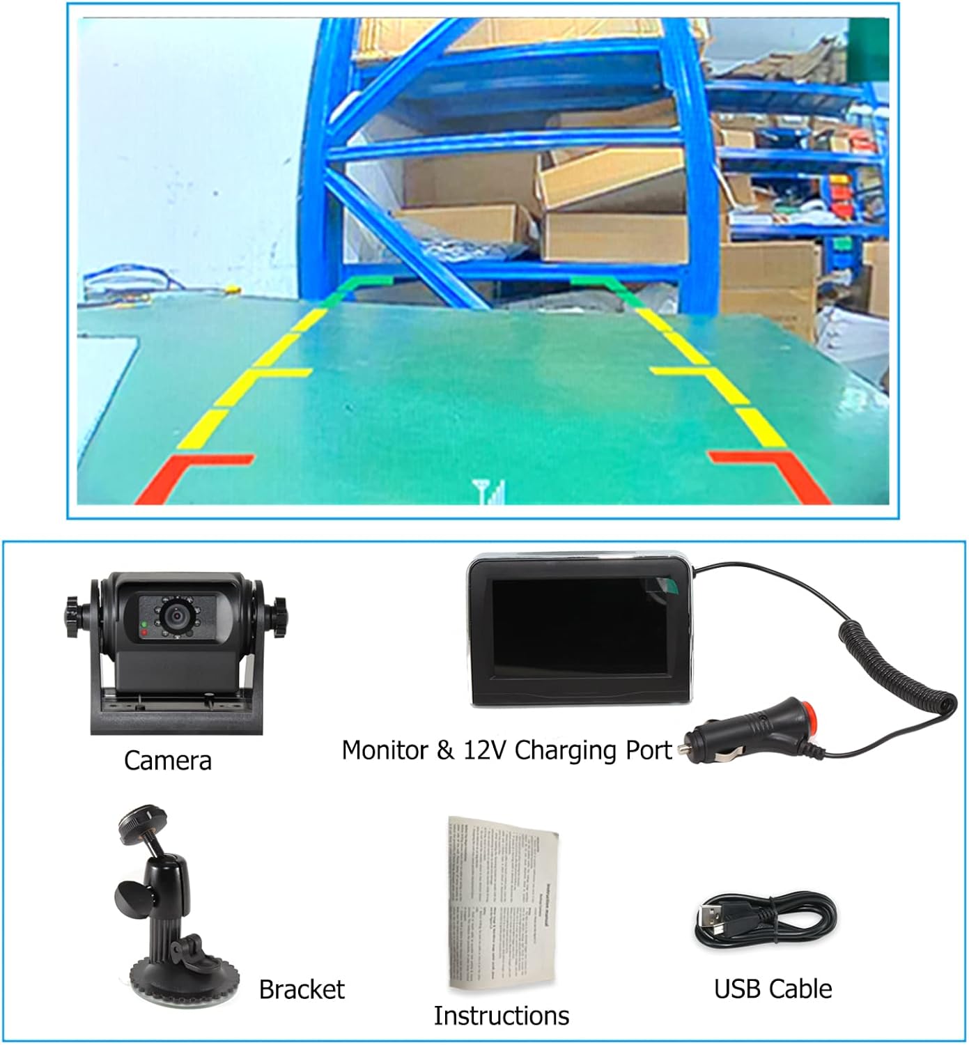 EWAY WiFi Wireless Magnetic Trailer Hitch Backup Rear View Camera & 4.3 inch LCD Monitor Safety Battery Powered for Gooseneck Horse Boat Travel Trailer/Fifth Wheels/RV/Camper Car, Removable Guideline
