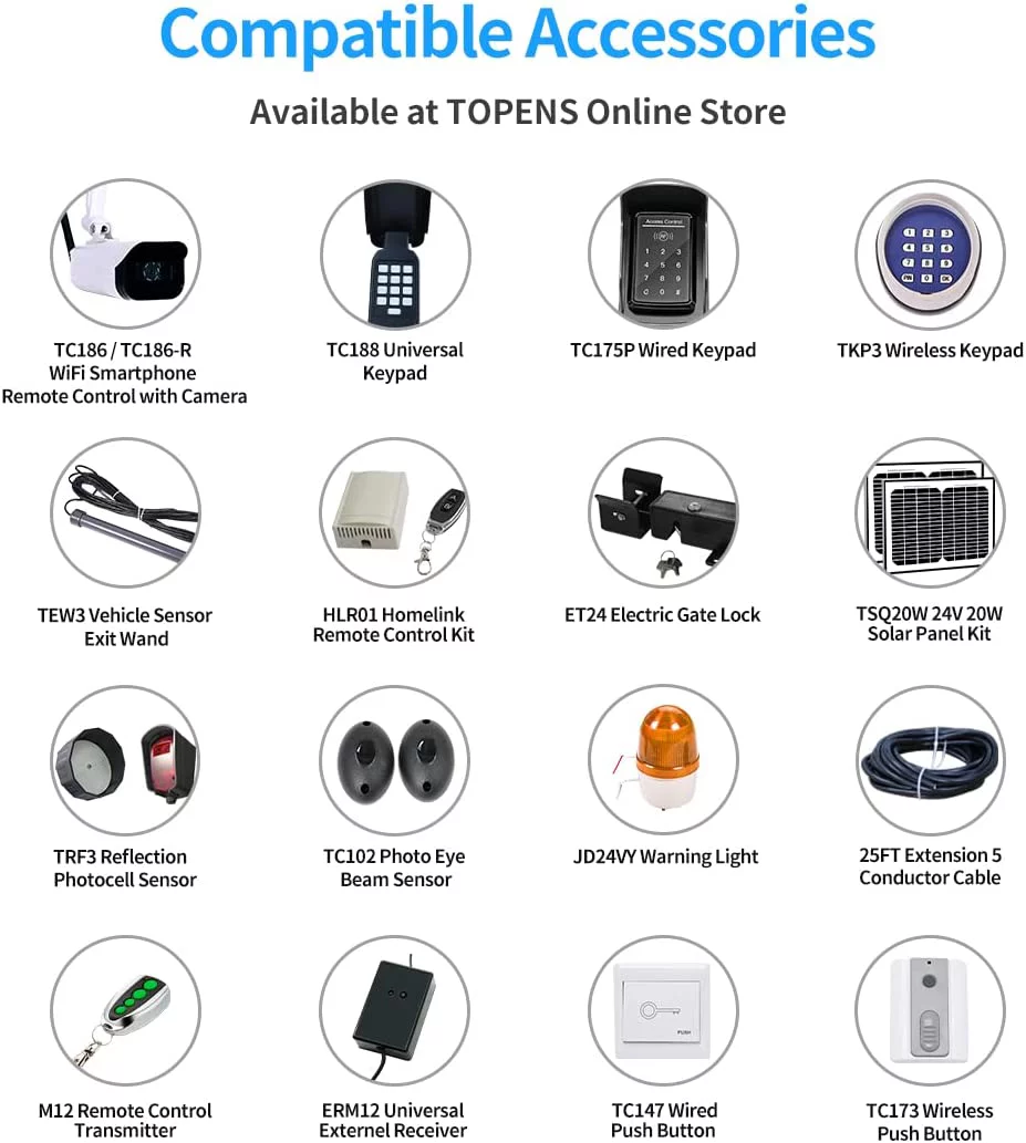 TOPENS AT12132S Solar Dual Swing Gate Opener Heavy Duty Automatic Gate Motor for Double Swing Gates Up to 18ft per Arm, Electric Driveway Gate Operator AC Powered with Solar Panel Remote Control Kit