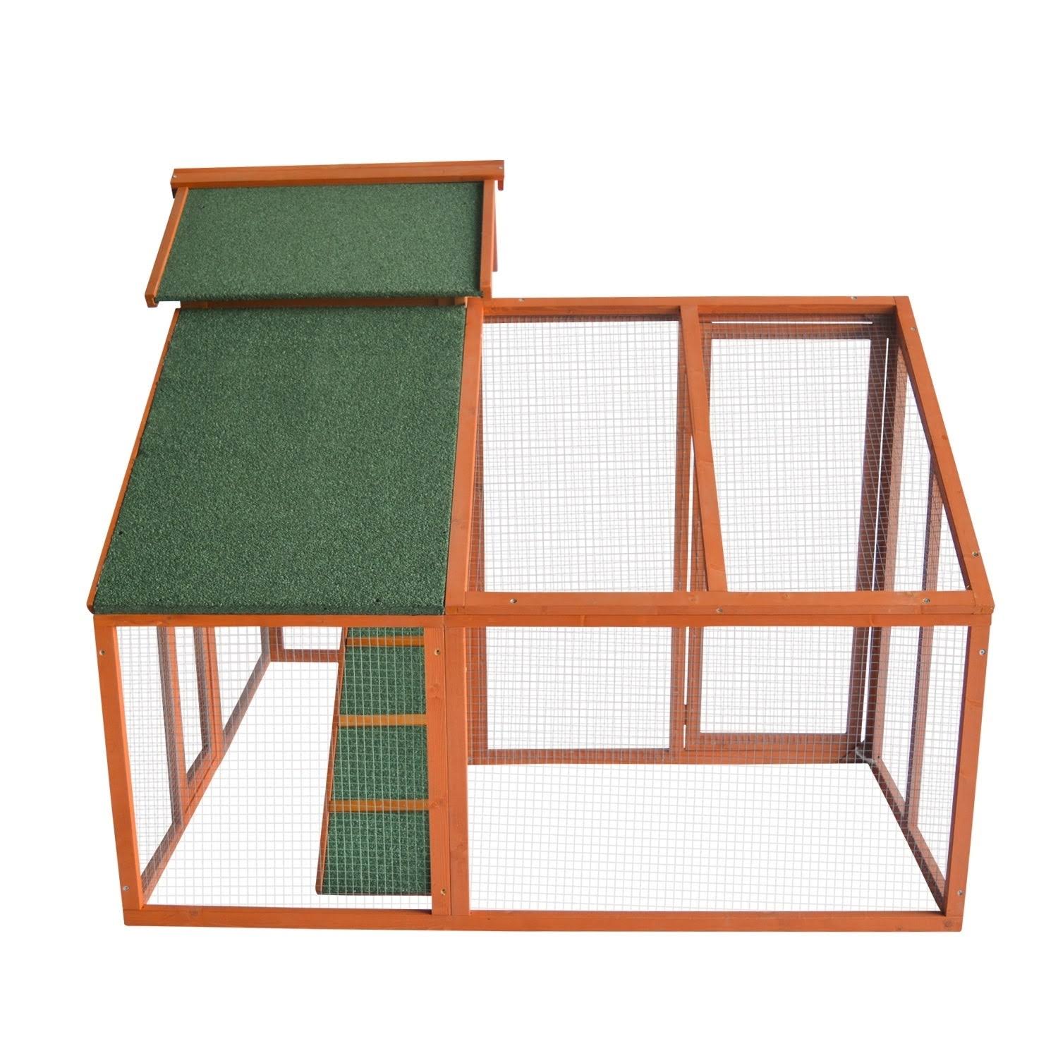 Kinpaw Large Chicken Coop, Wooden Hen House, Customizable Poultry Cage for Small Animals, Bunny Hutch w/ Outdoor Runs - 1pc-outd
