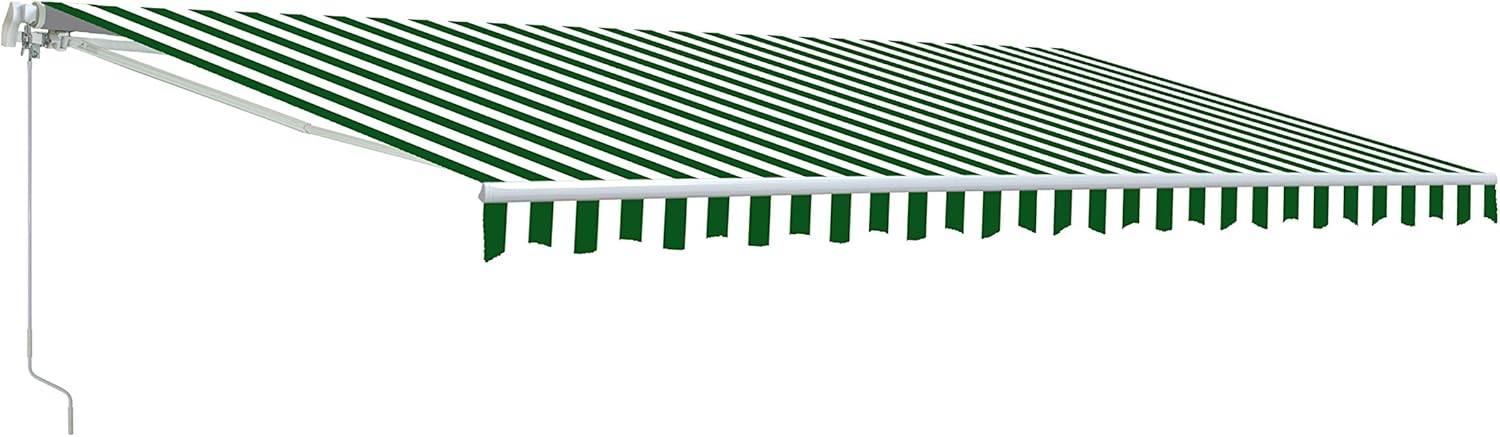 ALEKO Retractable 13x10 Feet Manual White Frame Patio Awning - 100% Polyester Canopy, Cover, Sun Shade, Shelter for Yard, Deck, Balcony - UV Protection &ndash; Black - AW13X10BK81