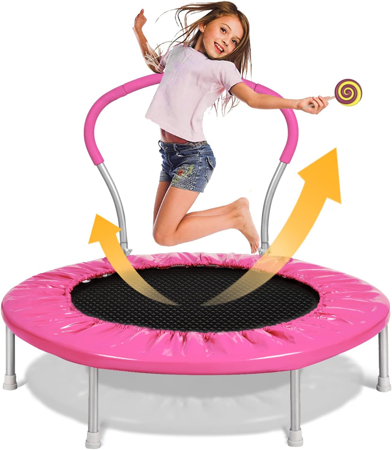 36" Foldable Mini Trampoline,Exercise Trampoline with Foam Handle,Round Jumping Cardio Trampoline,Mini Trampoline for Indoor&Outdoor Use