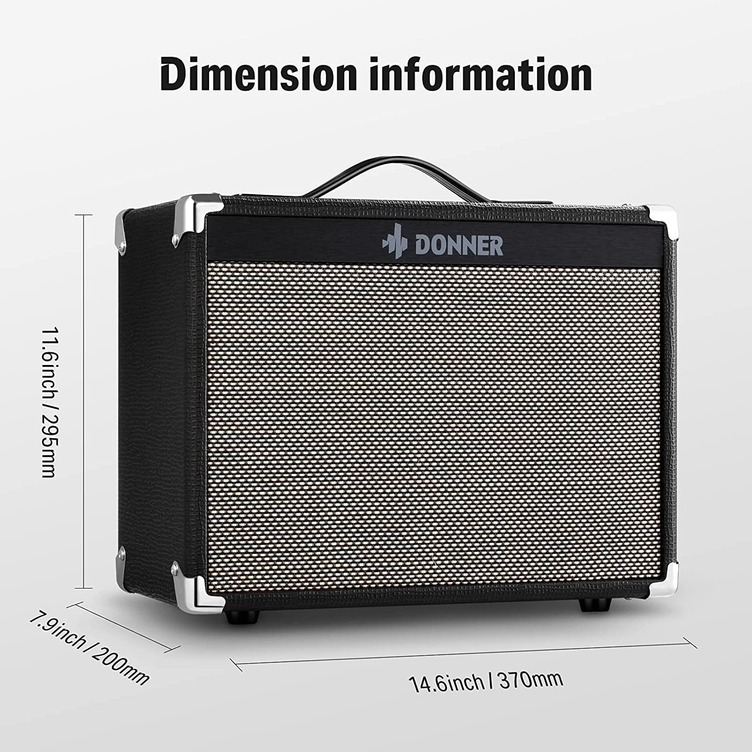 Donner Electric Guitar Amp 20W, Guitar Practice Amplifier Combo DA-20 with 8" Speaker， Clean & Distorted Dual Channel Sound Circuit Design