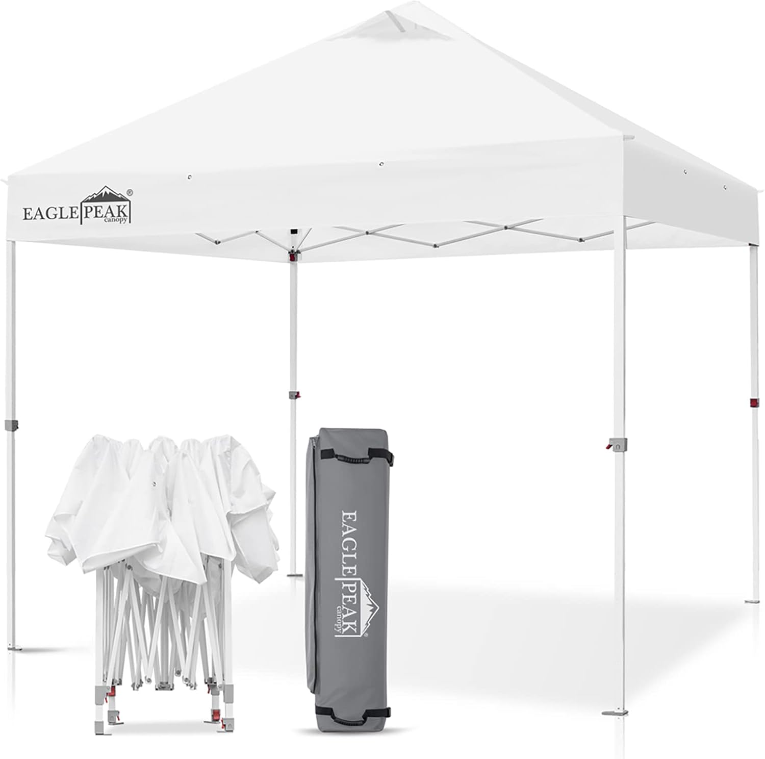 EAGLE PEAK 10' x 10' Heavy Duty Commercial Canopy Tent Pop Up Industrial Instant Canopy Shelter with 100 Square Feet of Shade (White)