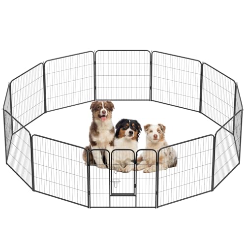 BestPet Dog Playpen Indoor 40 inch 16 Panels Metal Dog Pen Pet Dog Fence Outdoor Exercise Pen with Doors,Pet Puppy Playpen for RV Camping Yard, Black