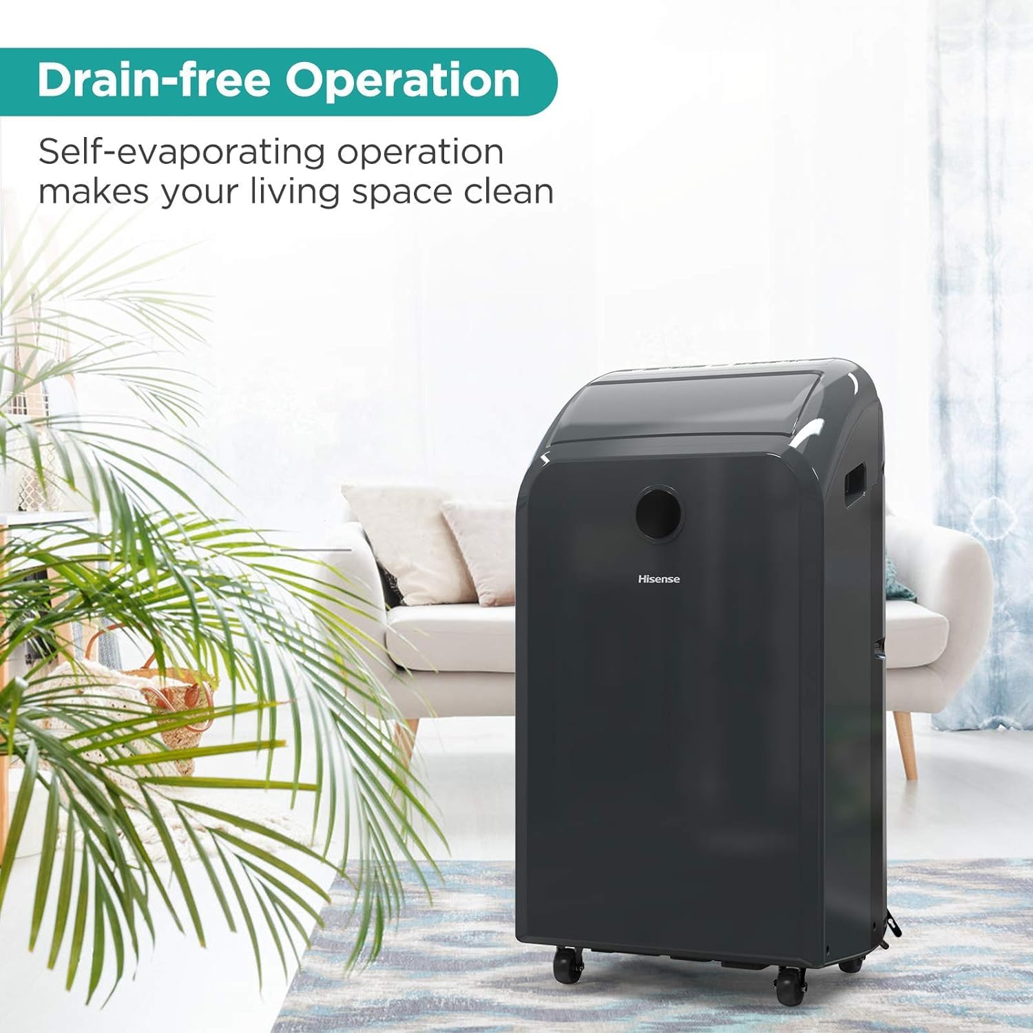Hisense Portable Air Conditioner 9,000 BTU Cooling Dehumidifier Fan for Rooms up to 400 sq.ft, Remote Control, Long Distance Air Flow, 3 Modes - Cool, Dehumidify, Noise 49 db, - AP0921CR1G (Renewed)