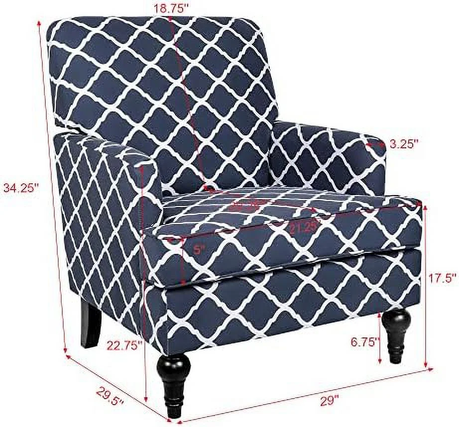 HOOMZNB Accent Chair  Mid-Century Modern Armchair Upholstered Corner Single Sofa Chair  Wingback Comfy Reading Chair with Nailhead Trim for Home Living Room Bedroom (Yellow Flower)