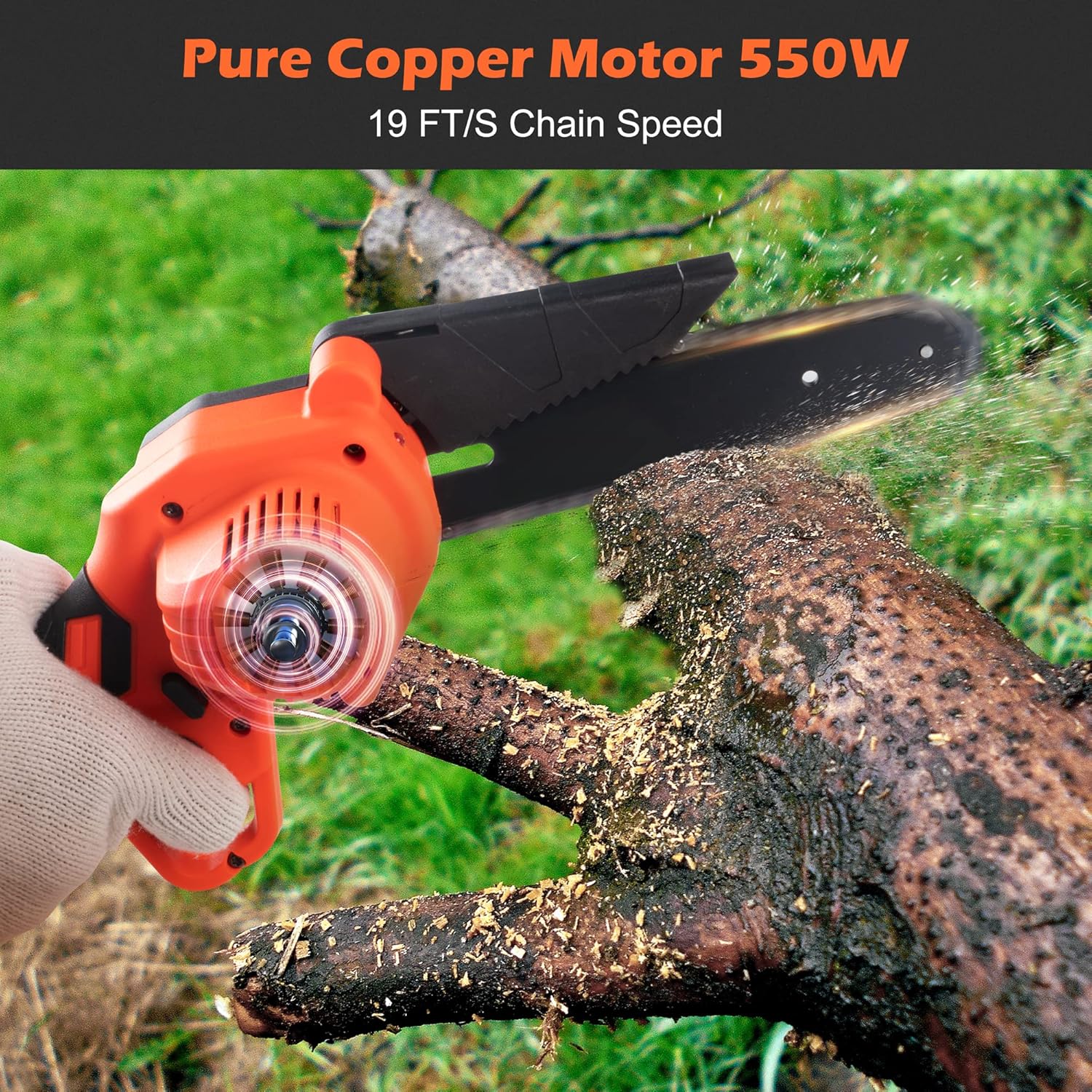 Mini Chainsaw 6 Inch, AISHIKEKE Cordless Power Chainsaw with 2 Rechargeable Battery, Portable One-Hand Handheld Small Pruning Saw with Security Lock for Tree Trimming Wood Cutting Pack of 2