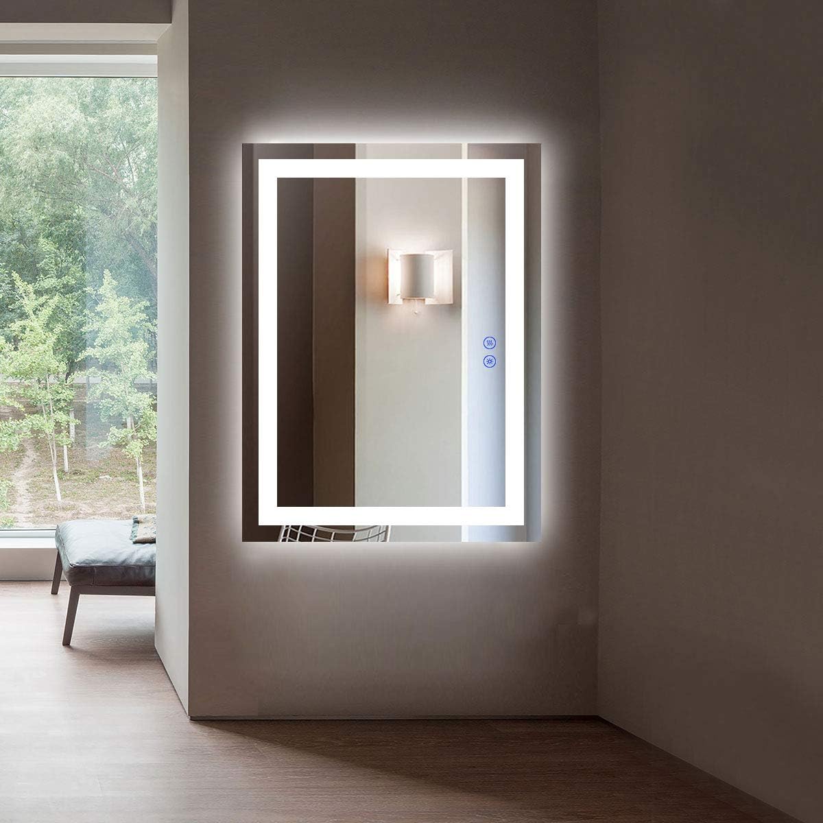 BHBL 60 x 36 Inch Illuminated LED Bathroom Mirror with Smart Button, Anti Fog, Dimmable, Bluetooth Speakers, Vertical & Horizontal Mount, Hotel Office Bar Mirror (D224-6036A)