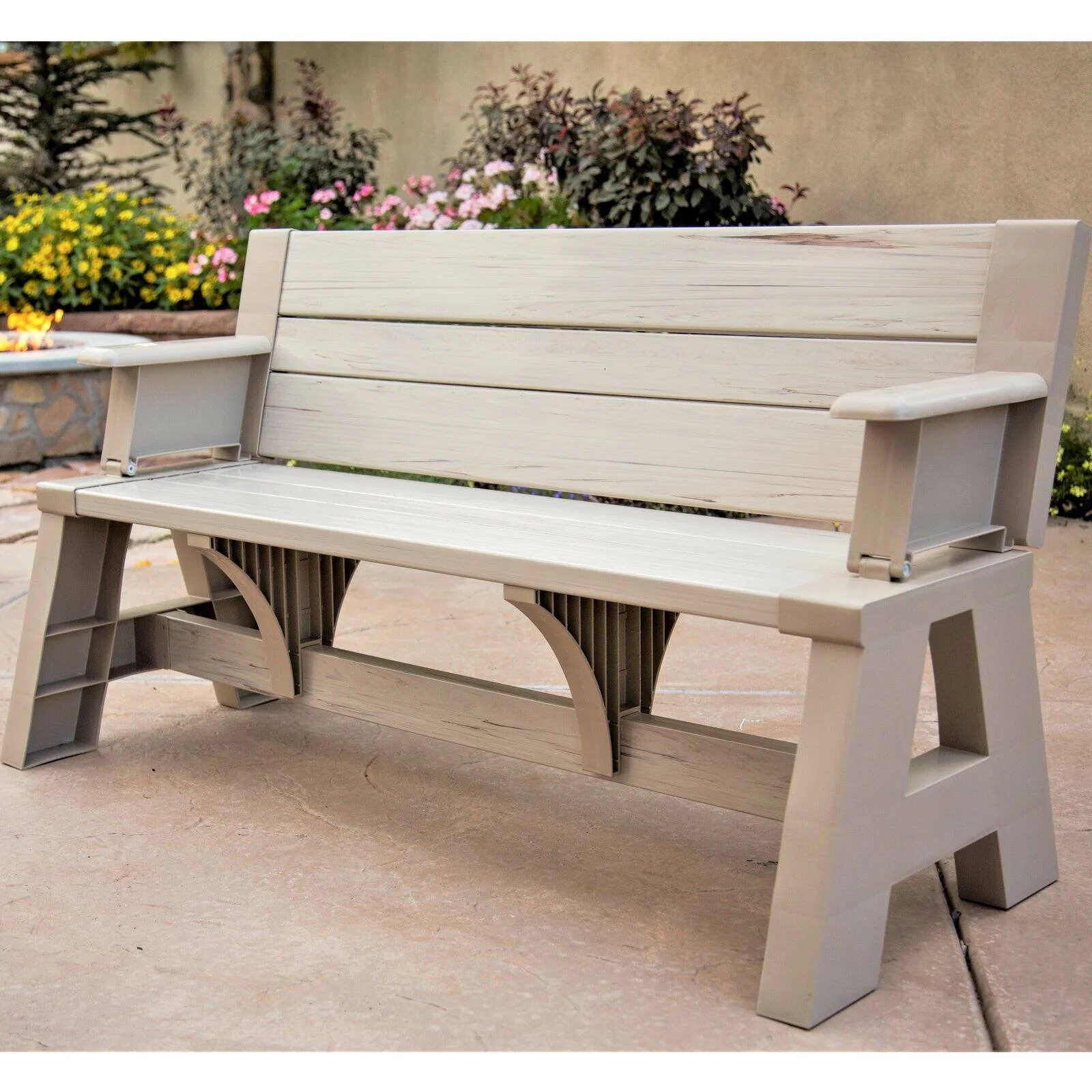 Convert a Bench Folding Picnic Table Bench, Tan