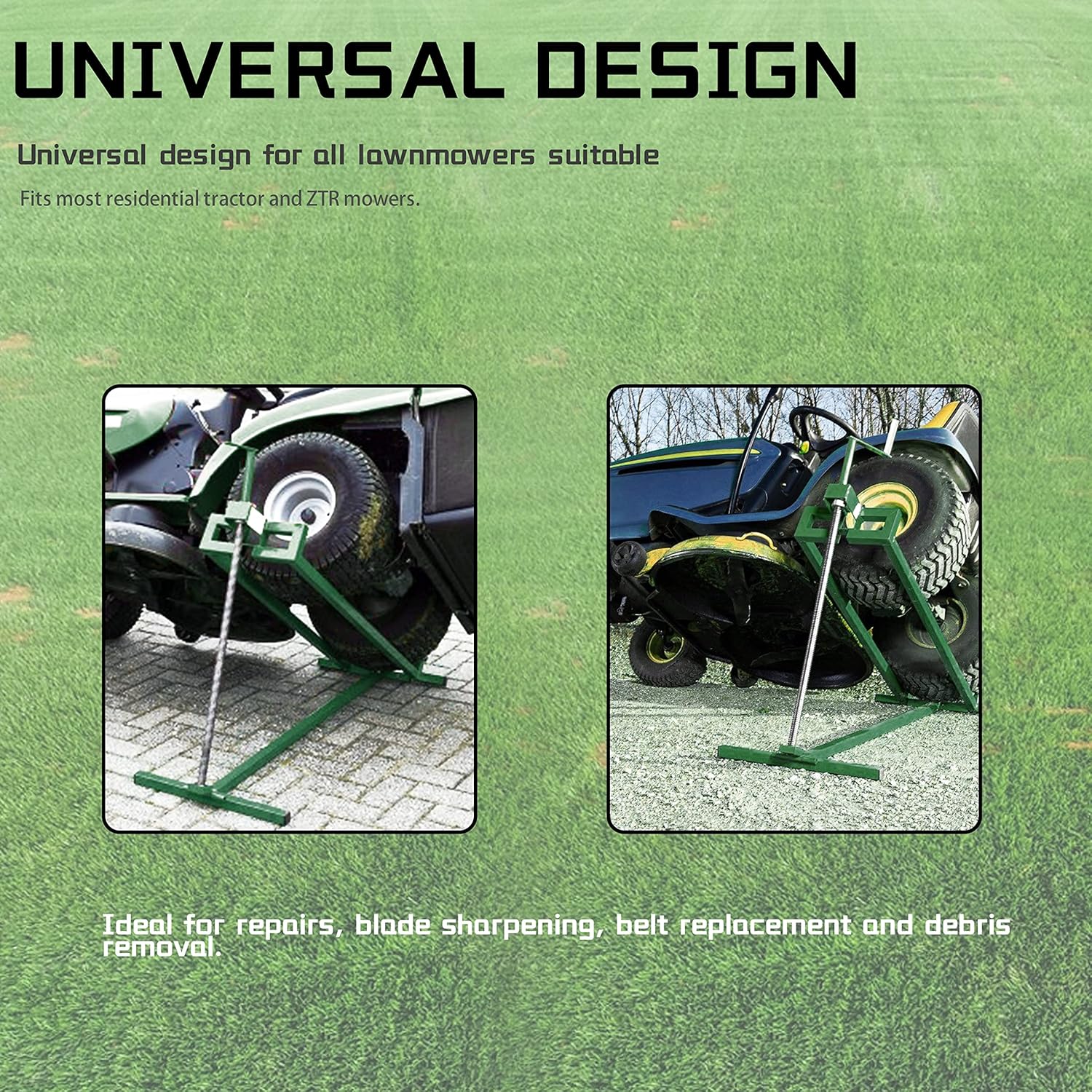 CAROOZE Lawn Mower Jack Lift Heavy Duty Tractor Wheel Lifting Tool Garden High Duty Holder Loading Capacity up to 300lbs Green Steel