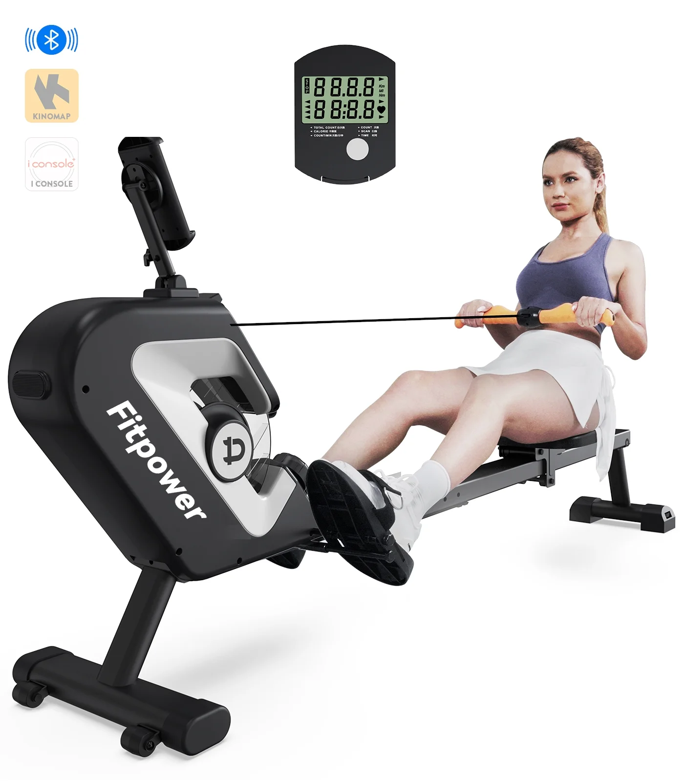 Fitpower Rowing Machines for Home Use Portable Rower Machine with 350 LB Capacity Easy Storage