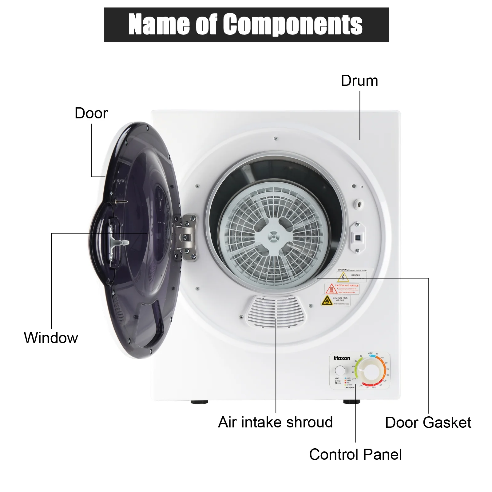Ktaxon 1.6 cu. ft. Compact Electric Dryer, White