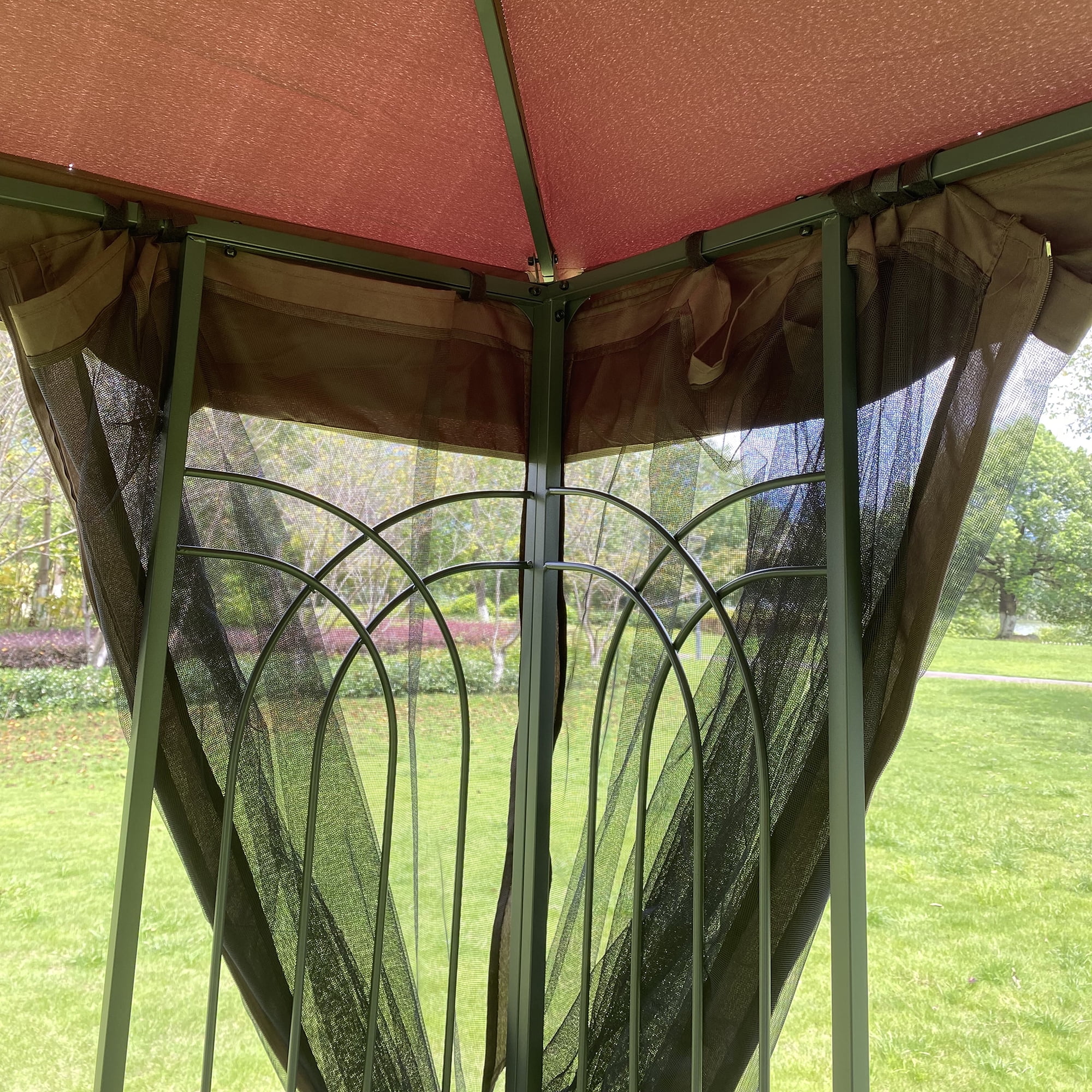 QILLIINN Gazebo 13x10 Outdoor Patio Gazebo Canopy Tent Ventilated Double Roof And Mosquito Netting