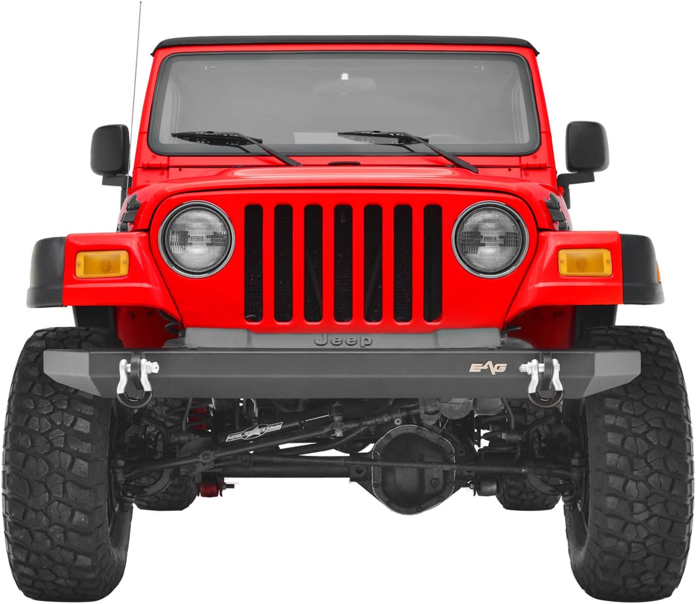 KML Front Bumper Black Textured Off Road Rock Crawler Fit for 87-06 Wrangler TJ YJ