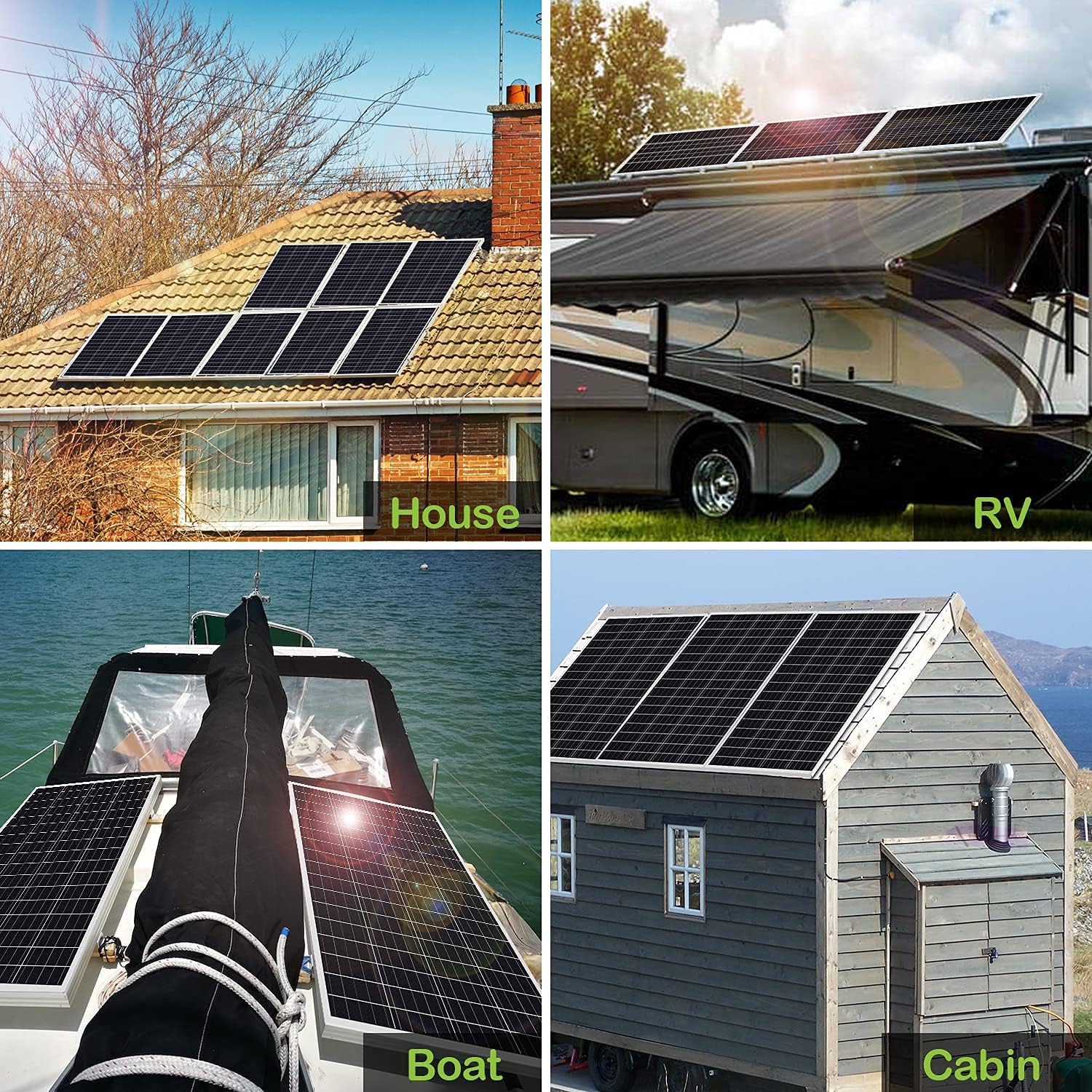 WEIZE 200 Watt 12 Volt Monocrystalline Solar Panel, 2 Pack of 12V 100W High-Efficiency Monocrystalline PV Module for Home, Camping, Boat, Caravan, RV, and Other Off-Grid Applications