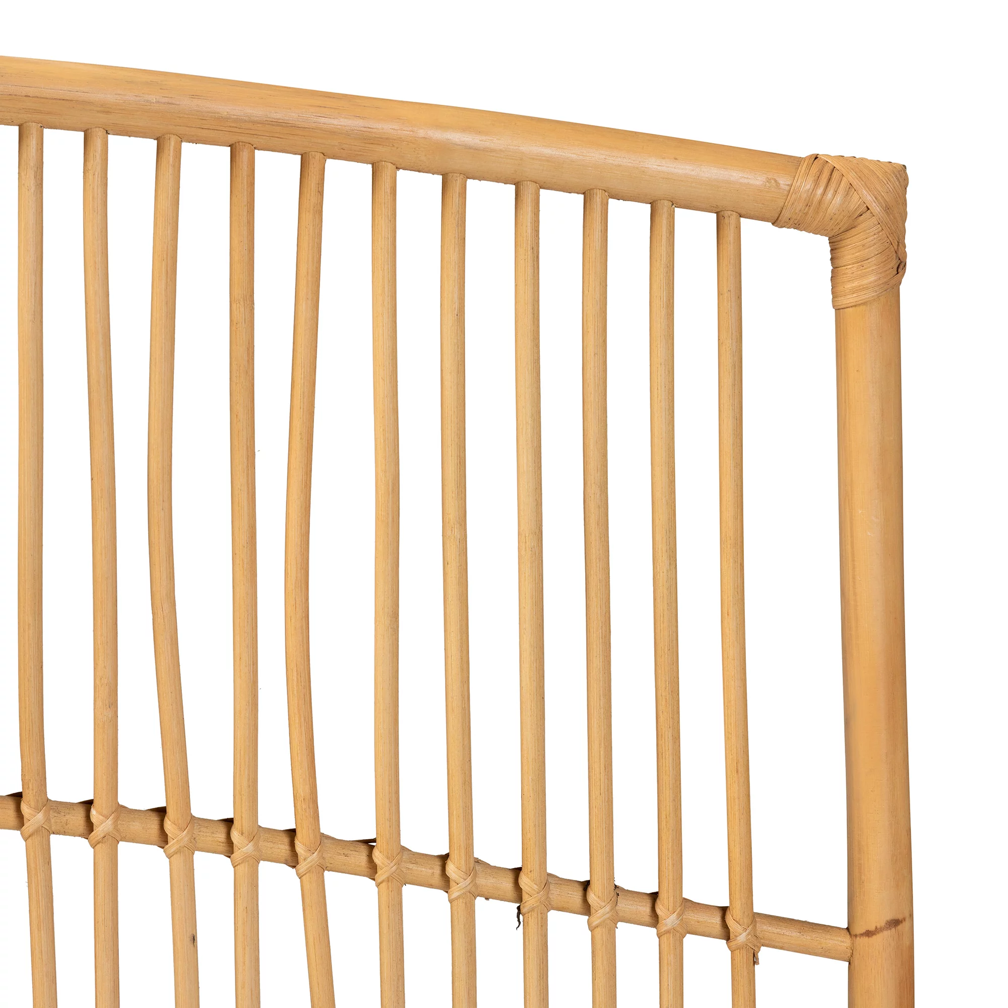 bali & pari Malvina Modern Bohemian Natural Brown Rattan Queen Size Wall-Mount Headboard