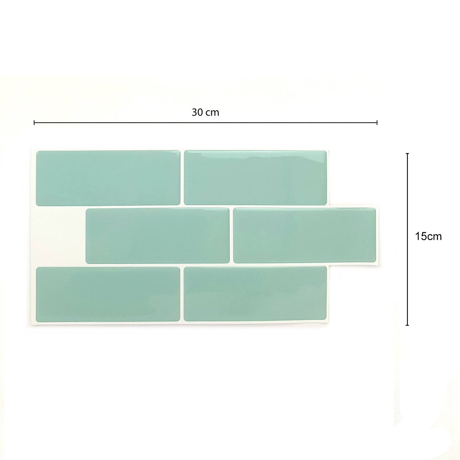 Walplus Capri Sea Glossy 3D Metro Peel and Stick Backsplash Tile Stickers (60pcs - Green)