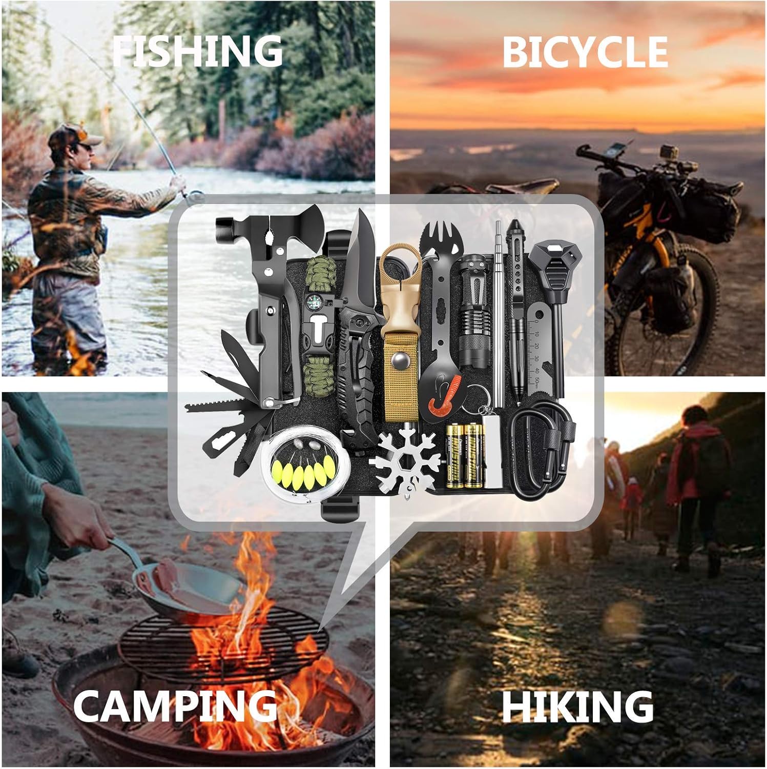 Gifts for Men Dad Husband, Survival Gear and Equipment Kit 30 in 1, Cool Gadget Tactical First Aid Supplies Tool Kit for Outdoor Emergency Camping Hiking Fishing Hunting