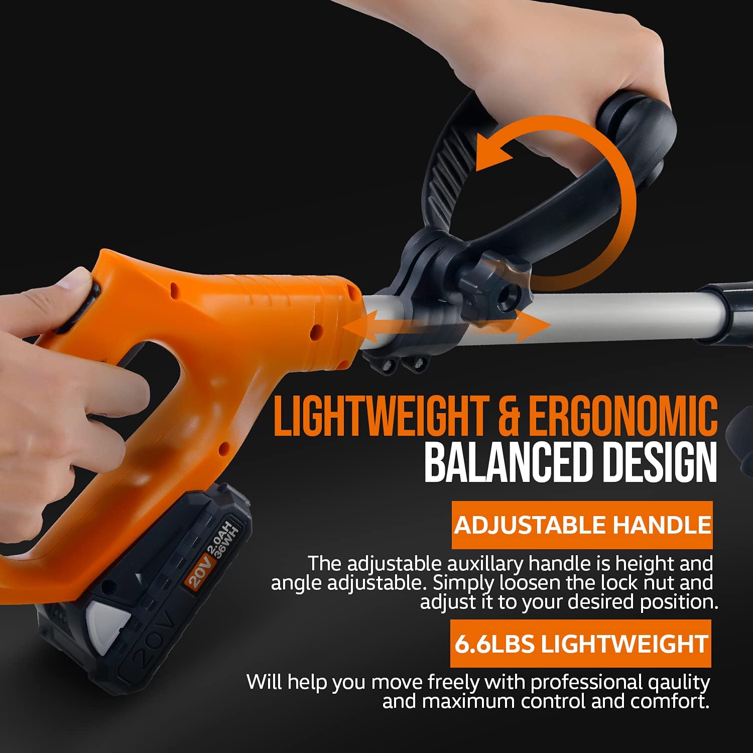 SuperHandy 3 in 1 Tiller, Weed Wacker, Hedge Trimmer, & Garden Shear - Cordless Battery 20V 2Ah, Lightweight - for All-in-1 Landscaping