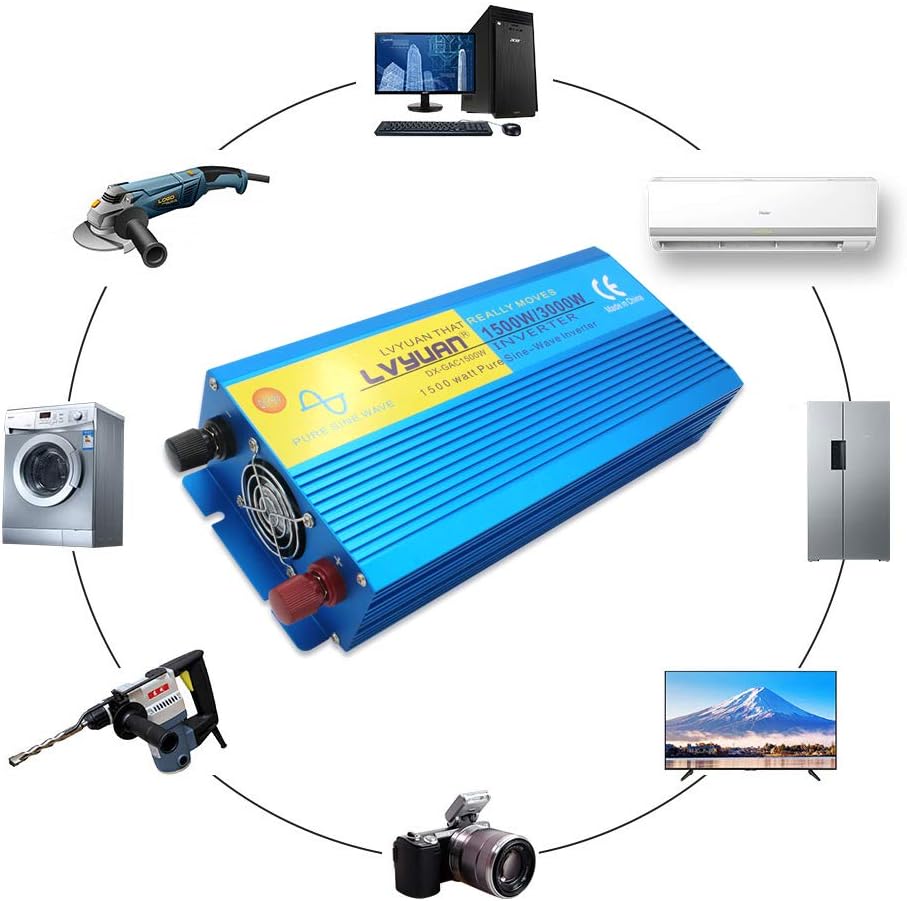 Cantonape Pure Sine Wave Inverter 4000W Power Inverter 24V to 110V DC to AC with LED Display Remote Controller for Truck RV Home Solar System