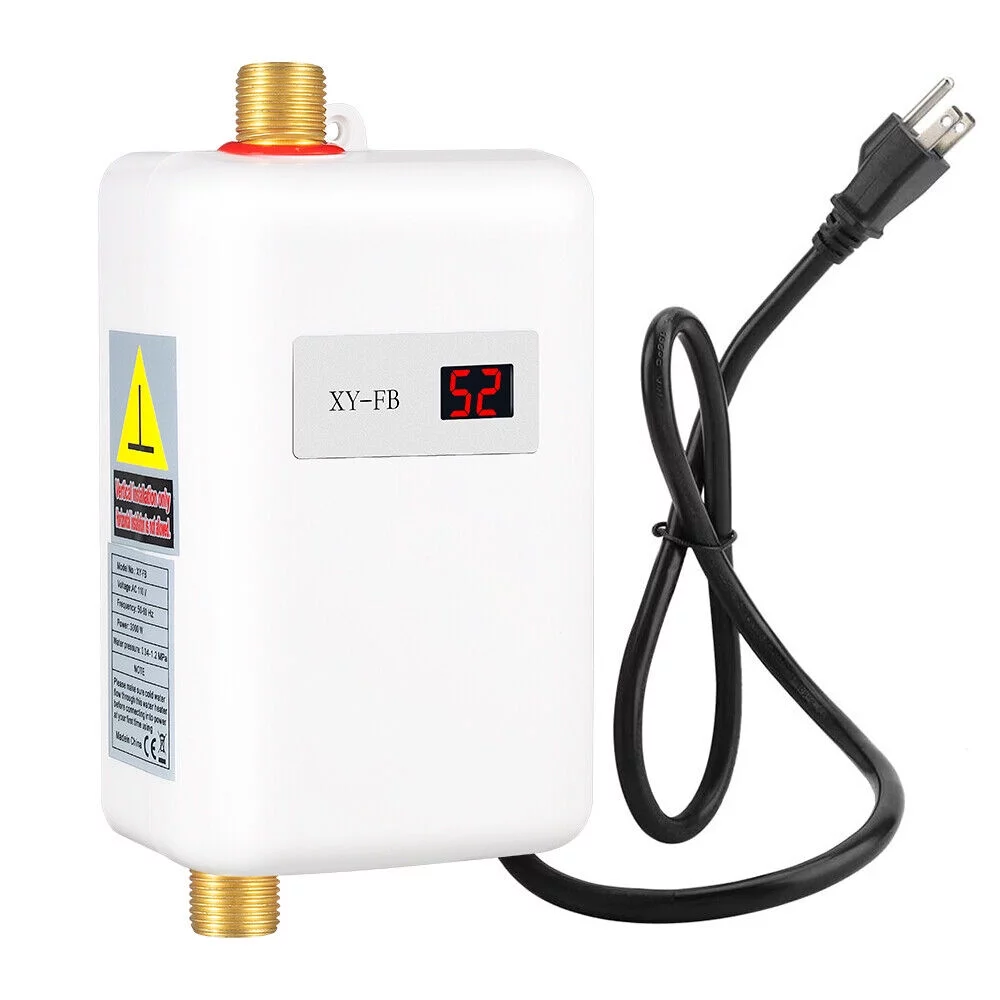 Tankless Instant Hot Water Heater,110V 3000W Mini Electric Tankless Instant Hot Water Heater For Kitchen Washing-LCD display - Curated Treasures Market