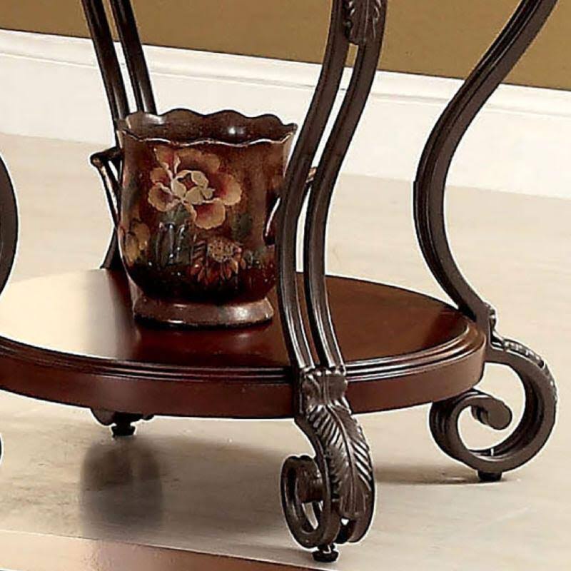 Furniture of America End Table May Brown Cherry