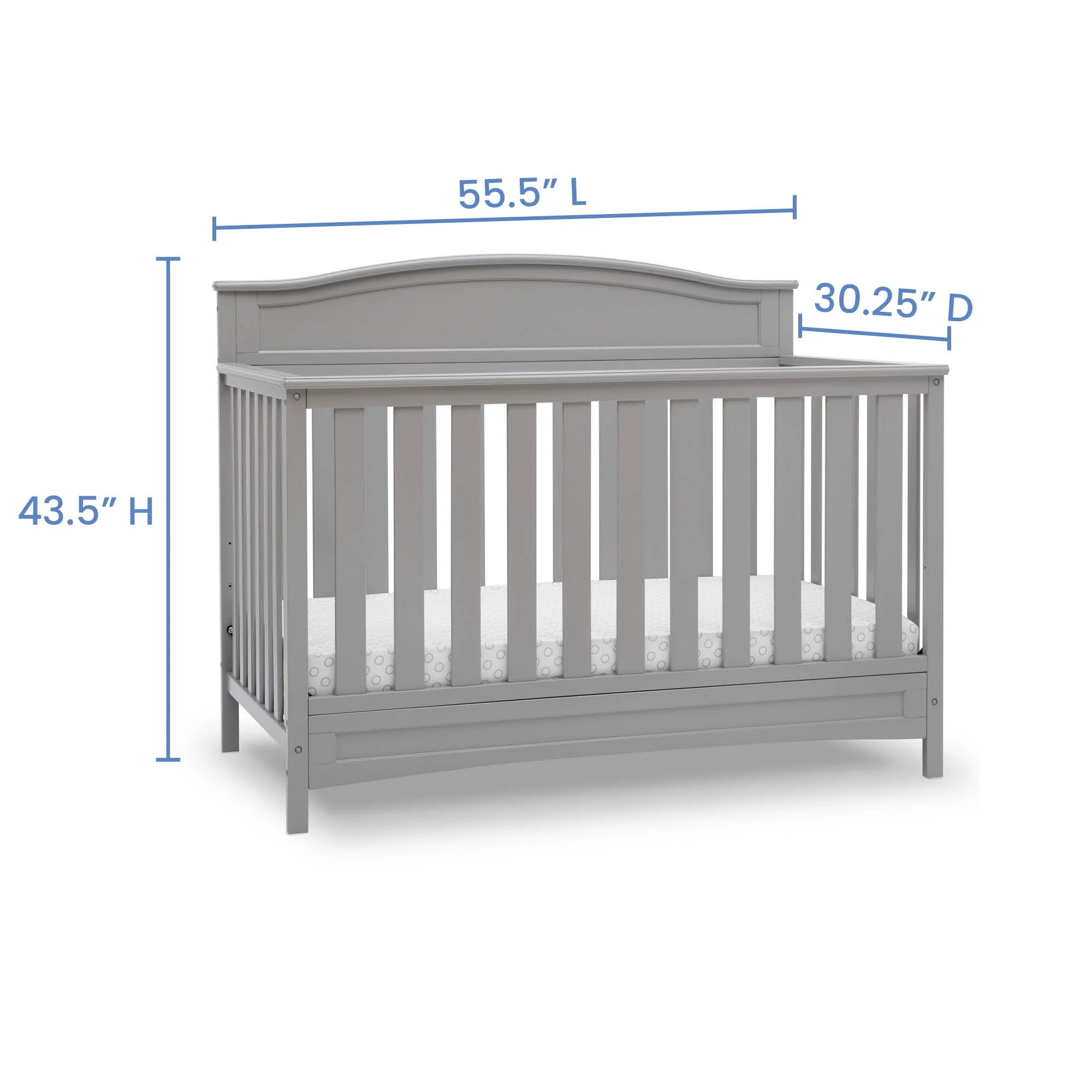 Delta Children Emery 4-in-1 Convertible Baby Crib, Grey