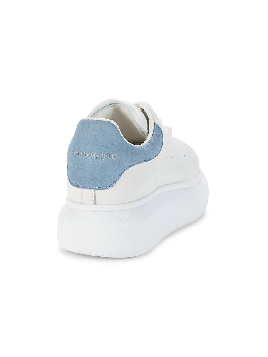 Alexander McQueen Kid&s Oversized Lace-Up Leather Trainers - White Light Blue - Size 1.5 (Child)